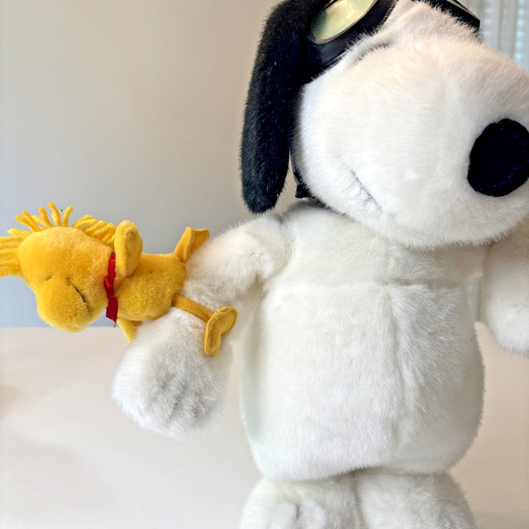Vintage Snoopy Plush with Woodstock World War I Flying Ace with Aviator 17” - Picture 10 of 10